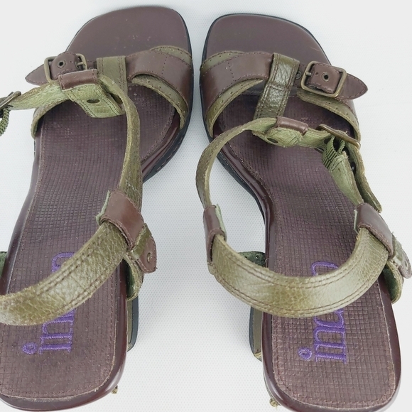 CLARKS INDIGO olive green leather sandals square heel size 8M ajustable … - Picture 6 of 11